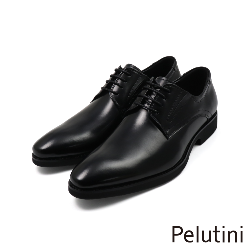 【Pelutini】經典系列防磨商務綁帶德比鞋 黑色(512149-BL)