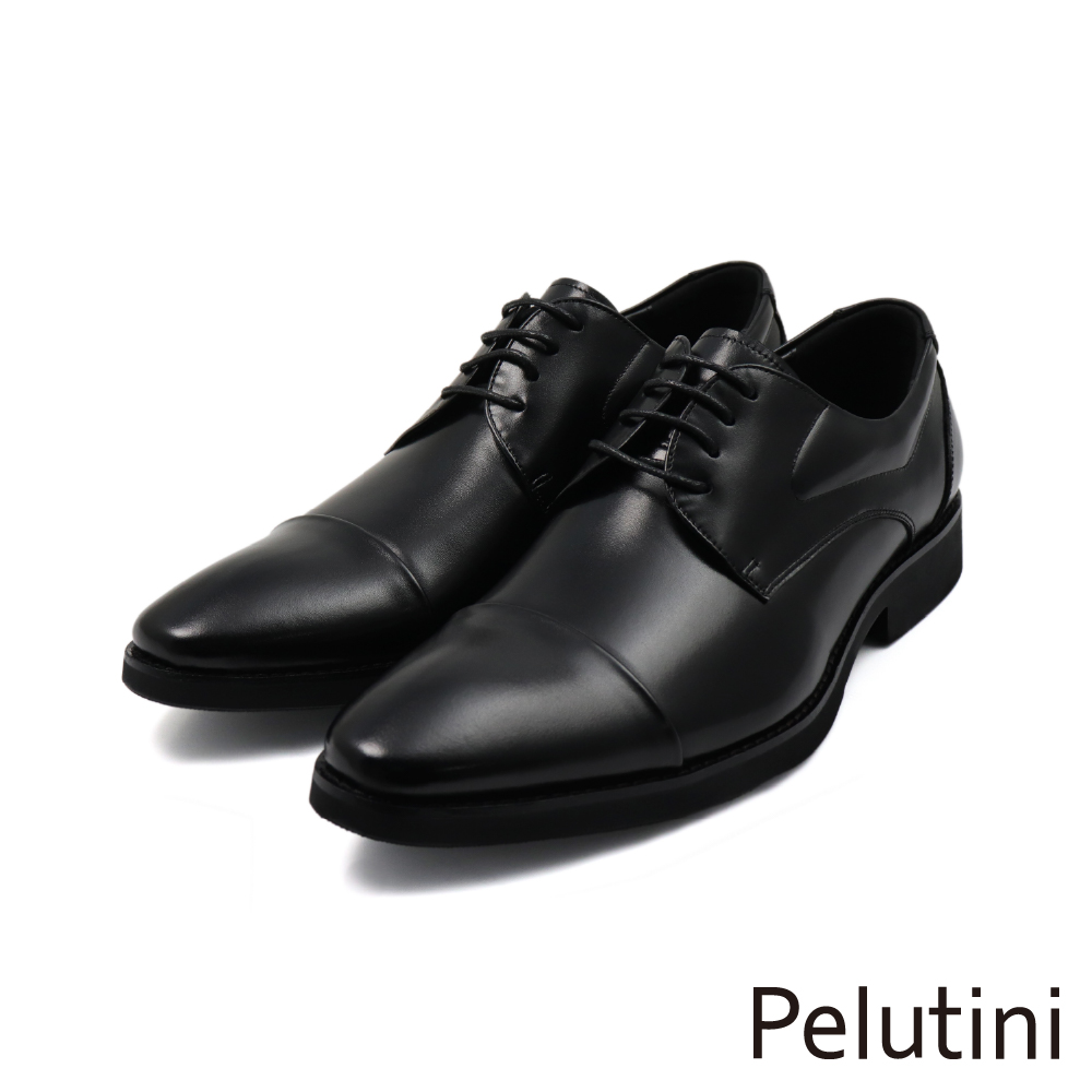 【Pelutini】經典系列橫飾商務綁帶德比鞋 黑色(513118-BL)