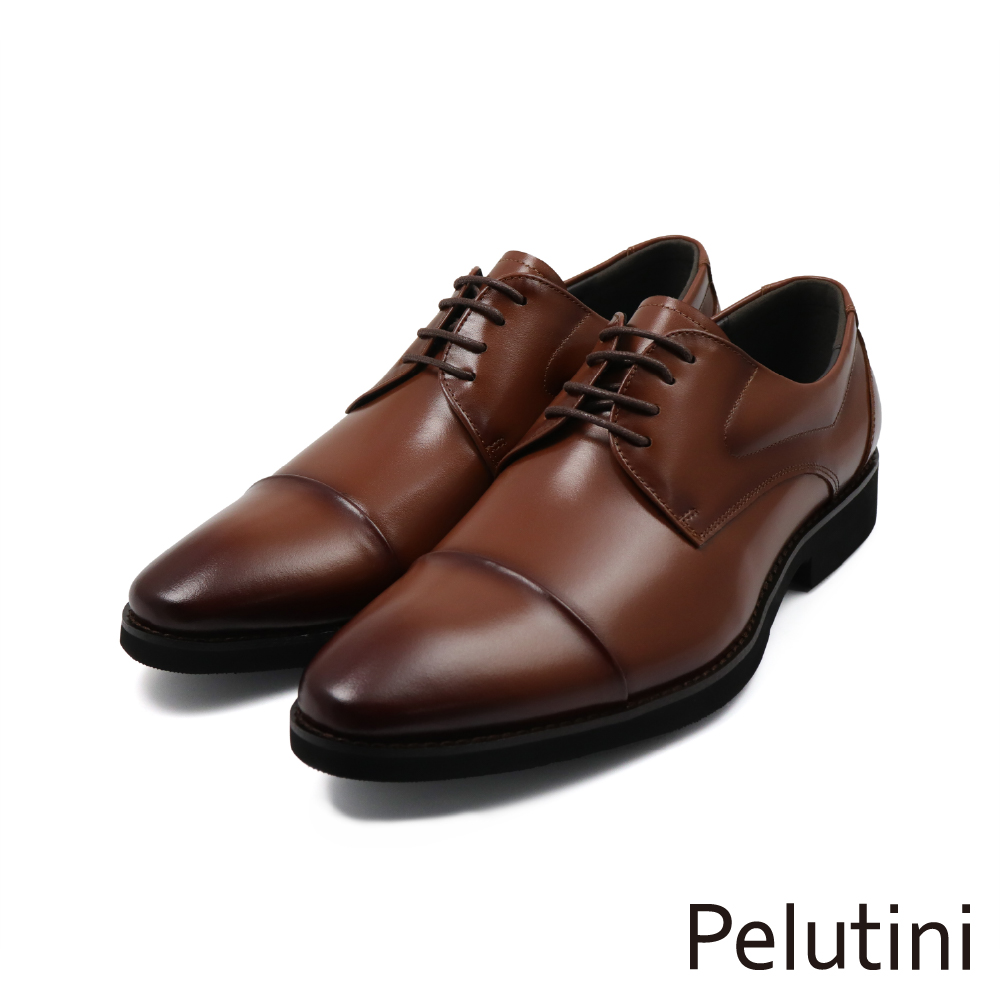 【Pelutini】經典系列橫飾商務綁帶德比鞋 棕色(513118-BR)