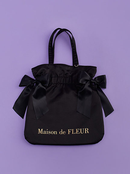 雙蝴蝶結緞帶透明口袋設計手提/肩背包(08000502900) - Maison de FLEUR