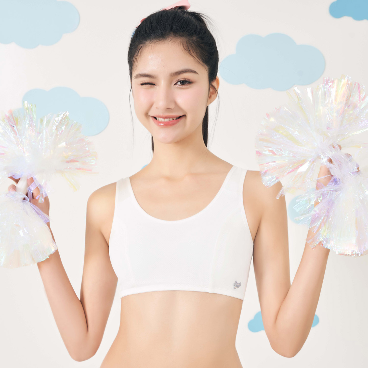 [Audrey Junior]透氣Air愛運動第一階學生型寬版背心式胸衣-冰沙白