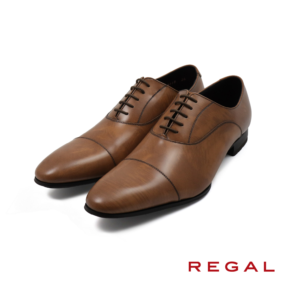 【REGAL】日本原廠刷染橫飾商務綁帶牛津鞋 棕色(011R-BR)