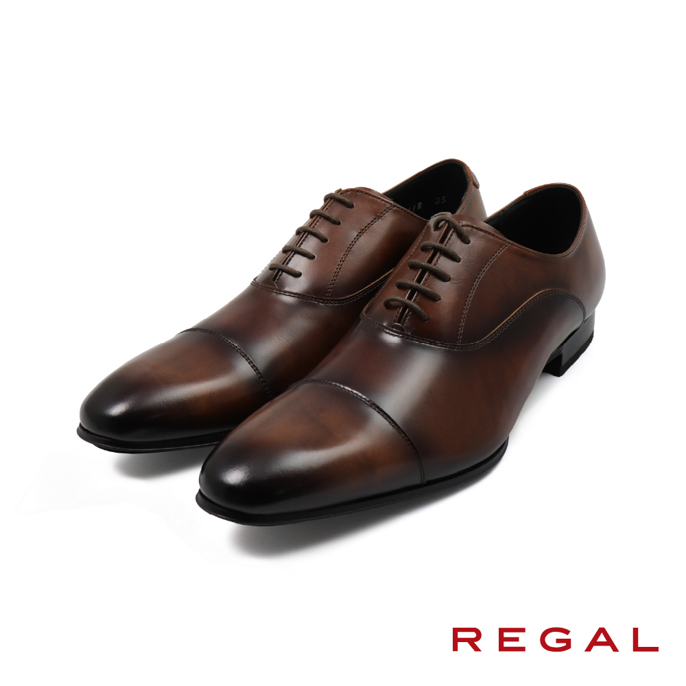 【REGAL】日本原廠刷染橫飾商務綁帶牛津鞋 深棕色(011R-DBR)