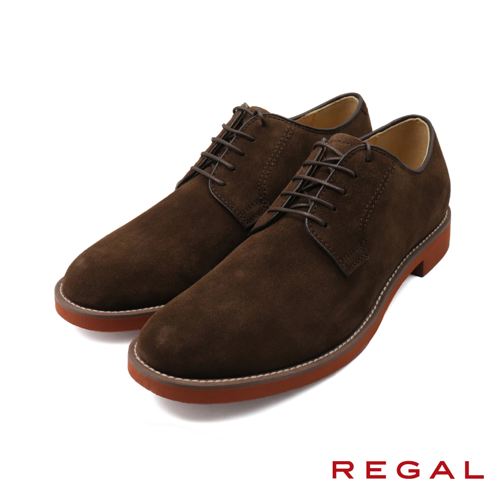 【REGAL】日本品牌質感絨面綁帶休閒德比鞋 深棕色(JZ19-DBRS)