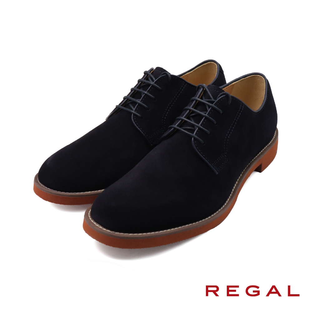 【REGAL】日本品牌質感絨面綁帶休閒德比鞋 海軍藍(JZ19-NVYS)