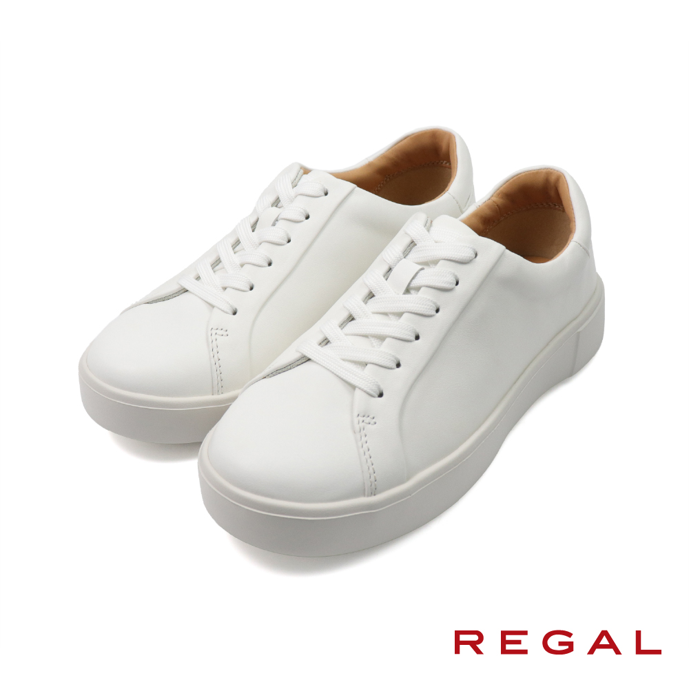【REGAL】日本品牌舒適透氣緩衝綁帶休閒鞋 白色(BF01-WT)