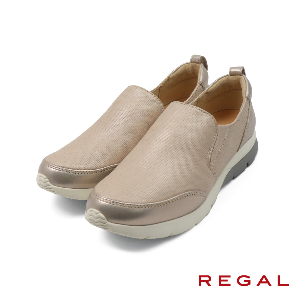 【REGAL】日本可調式鞋墊透氣懶人休閒運動鞋 淺金色(HC70-BG)