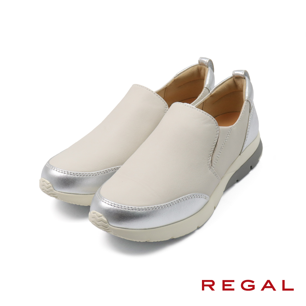 【REGAL】日本可調式鞋墊透氣懶人休閒運動鞋 銀白色(HC70-IV)