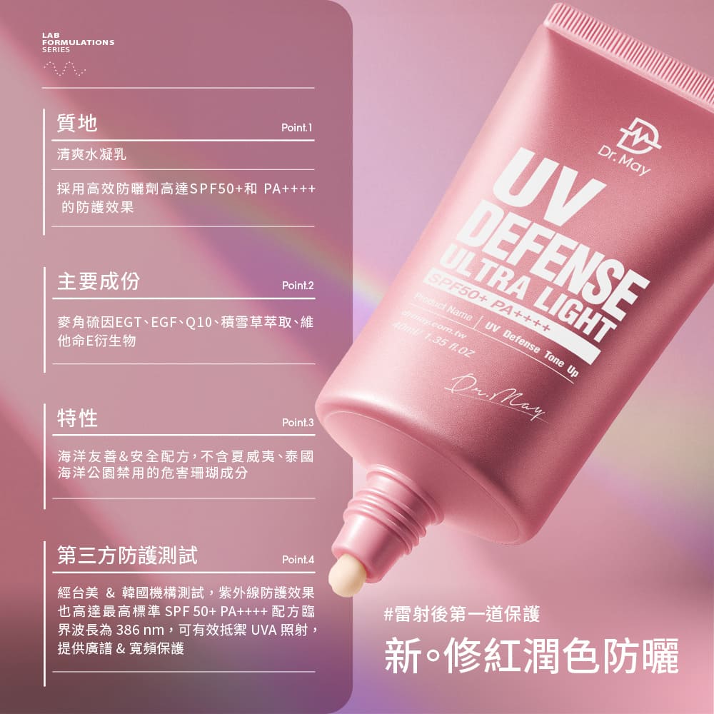 (預購7/2陸續出貨)【Dr. May】美博士潤色清爽防曬乳SPF50+ PA++++(40ml)+贈潤色防曬乳(40ml)/清爽防曬乳(40ml)/高效防曬乳(60ml)任選1  新客推薦買1送1 APP獨賣_8