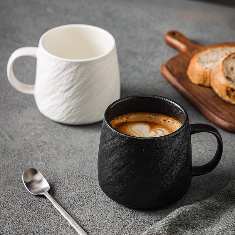 石紋陶瓷馬克杯 400ml 茶杯 咖啡杯 牛奶杯 水杯 辦公室杯 杯具 陶瓷杯 握把杯【A30112】《約翰家庭百貨