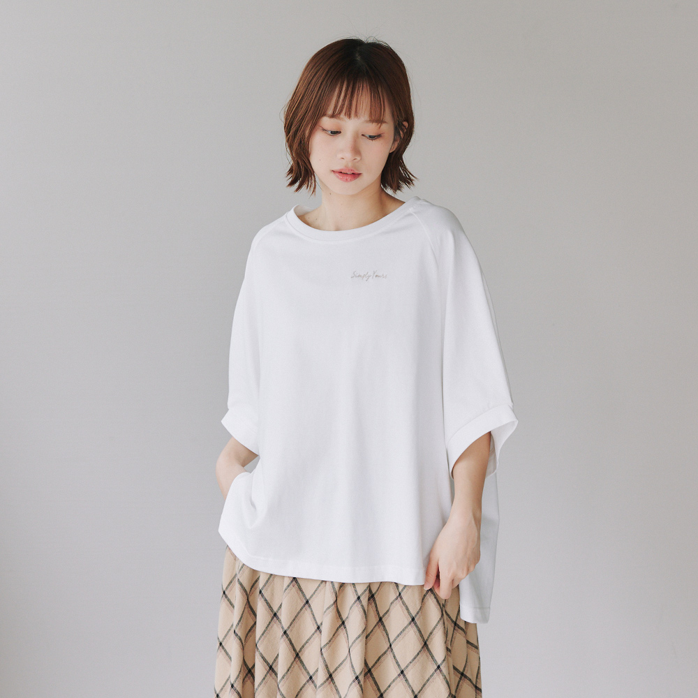 刺繡logo針織T 白F