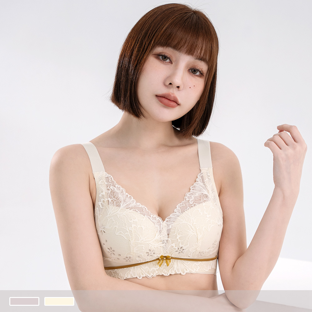 無鋼圈【C~D罩杯】暖語輕晨 花型透氣孔薄襯 柔滑側背片 內衣5166_1