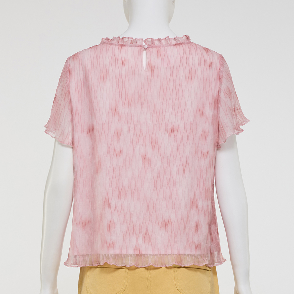 ILEY伊蕾 渲染波浪細褶印花上衣(粉；M-XL)_4