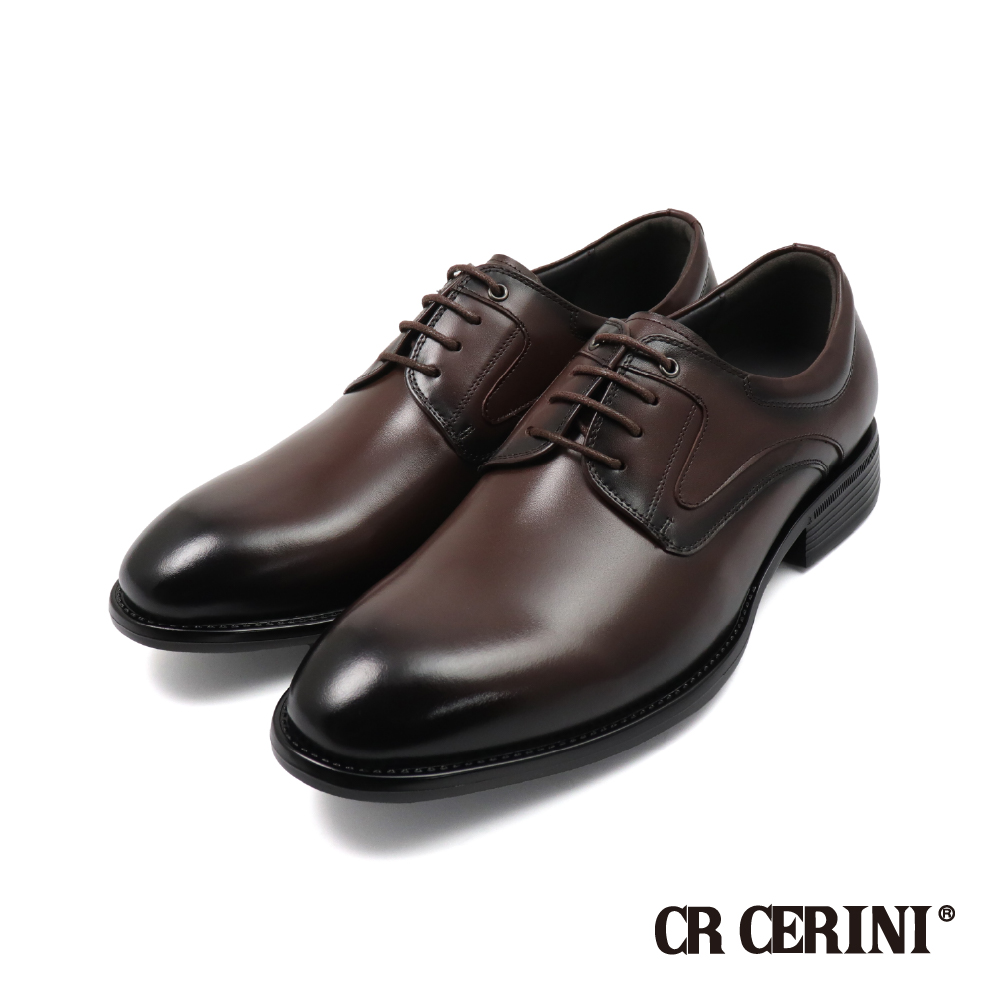 【CR Cerini】經典質感真皮壓線綁帶德比鞋 深棕色(CR512158-DBR)