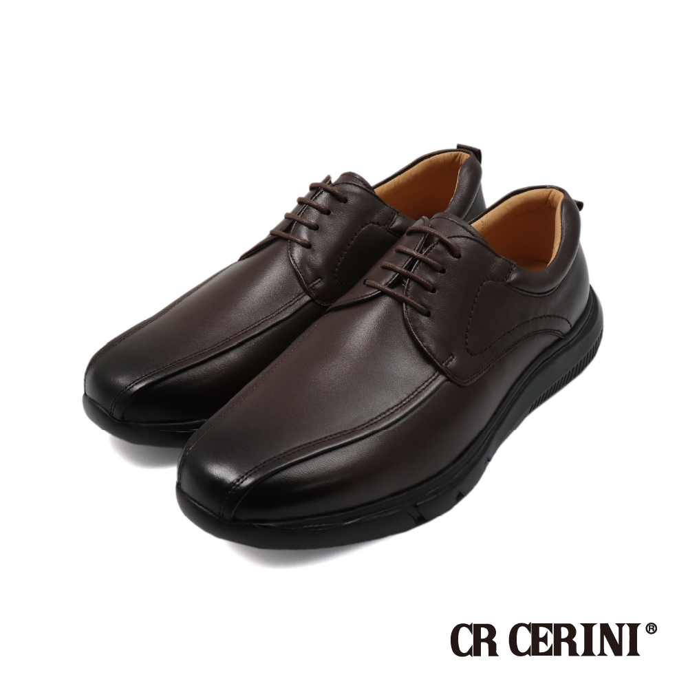 【CR Cerini】簡約舒適軟墊休閒綁帶德比皮鞋 深棕色(CR512163-DBR)