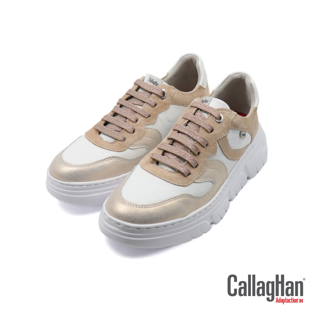 【CALLAGHAN】西班牙原廠超輕量厚底拼接造型休閒鞋 金色(51809-GOLD)