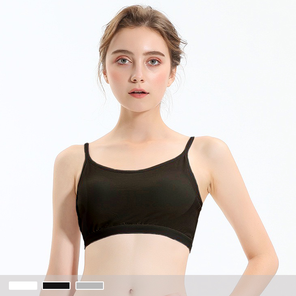 BRA TOP【升級-背扣式】棉質超柔軟無鋼圈一體成形胸墊 內搭細肩帶小可愛 短版背心 2018_1