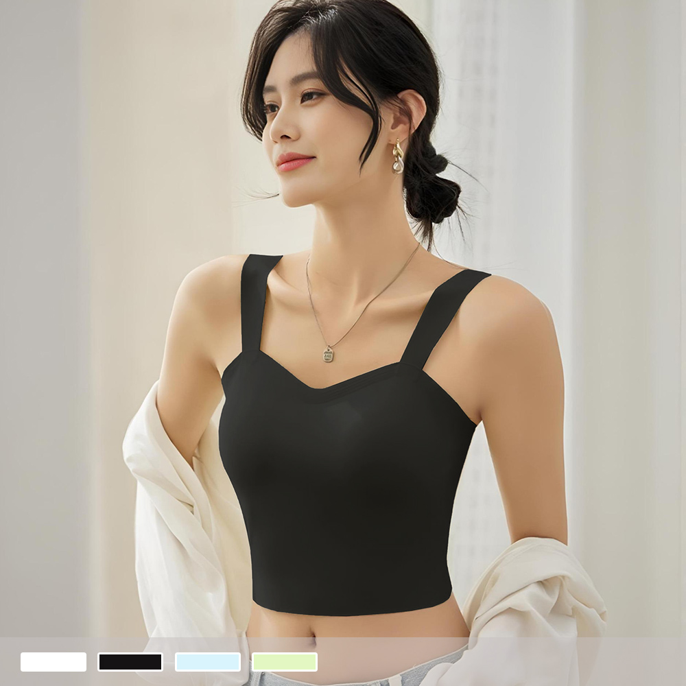 BRA TOP【罩杯式】晨光微嵐 無痕透氣 寬肩帶一體式胸墊短版背心 小可愛 353_0