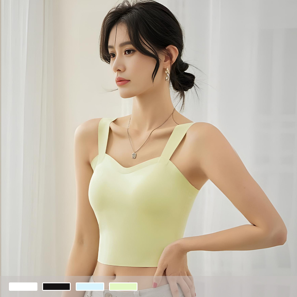 BRA TOP【罩杯式】晨光微嵐 無痕透氣 寬肩帶一體式胸墊短版背心 小可愛 353_6