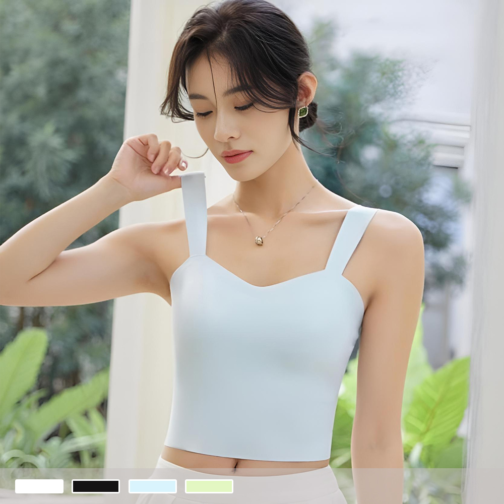 BRA TOP【罩杯式】晨光微嵐 無痕透氣 寬肩帶一體式胸墊短版背心 小可愛 353_8