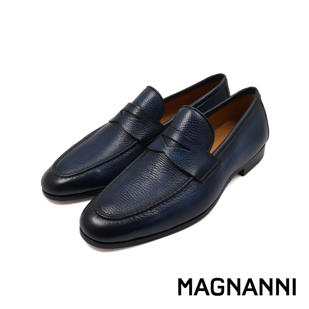 【MAGNANNI】西班牙原廠手染荔枝紋便士樂福鞋  海軍藍(23802A-NA)