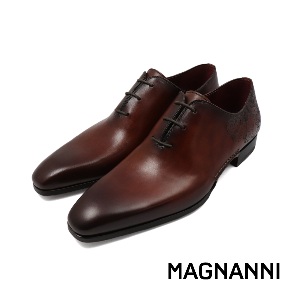 【MAGNANNI】西班牙原廠刷染後壓花紋牛津鞋  棕色(24140-COG)