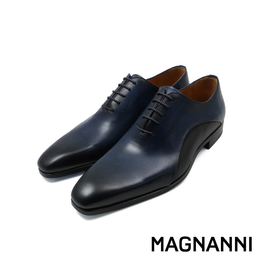 【MAGNANNI】西班牙原廠手染刷色雙色設計牛津鞋 海軍藍(26191-NA)
