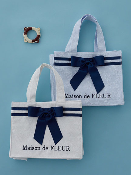 水手服風格蝴蝶結方形手提袋(08000481500) - Maison de FLEUR