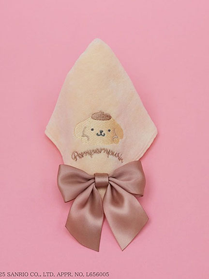 三麗鷗聯名-布丁狗刺繡蝴蝶結緞帶方形手帕(08000560900) - Maison de FLEUR