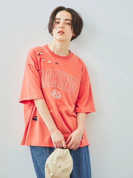 街頭感刷破造型英文標誌印花T恤(0F000840810) - Samansa Mos2