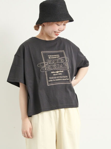 英文標誌刺繡短袖休閒涼感T恤(0F000932310) - Samansa Mos2