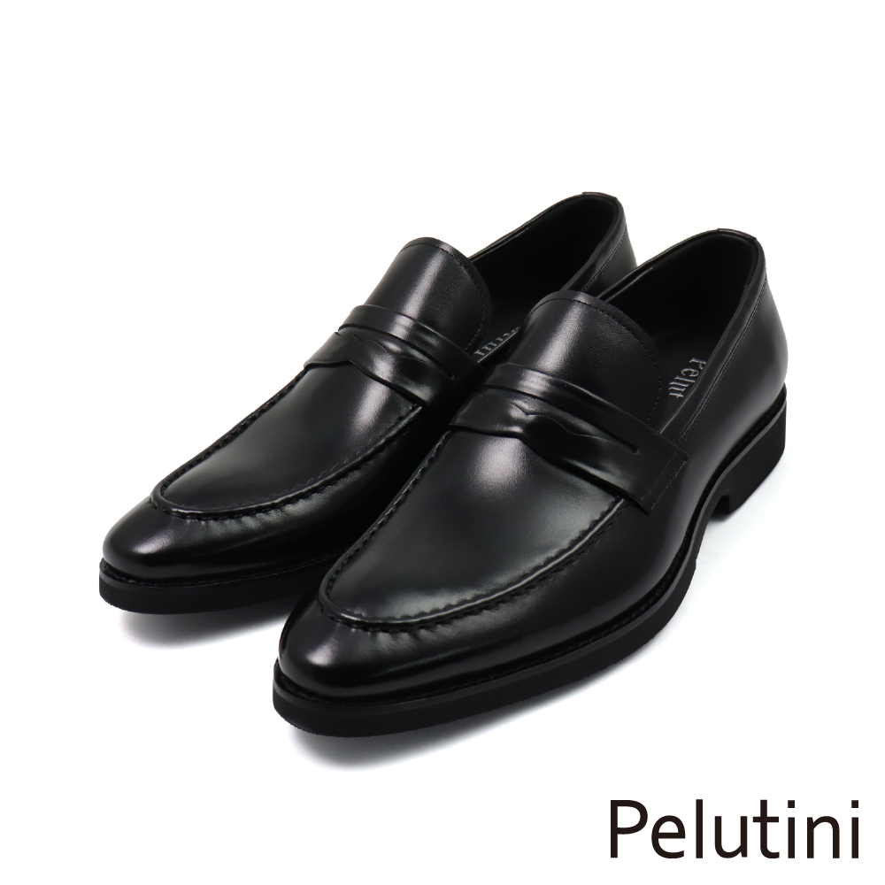 【Pelutini】經典素面質感商務便士樂福鞋 黑色(512150-BL)