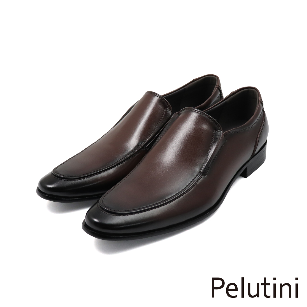 【Pelutini】經典質感素面紳士樂福鞋 深棕色(512153-DBR)