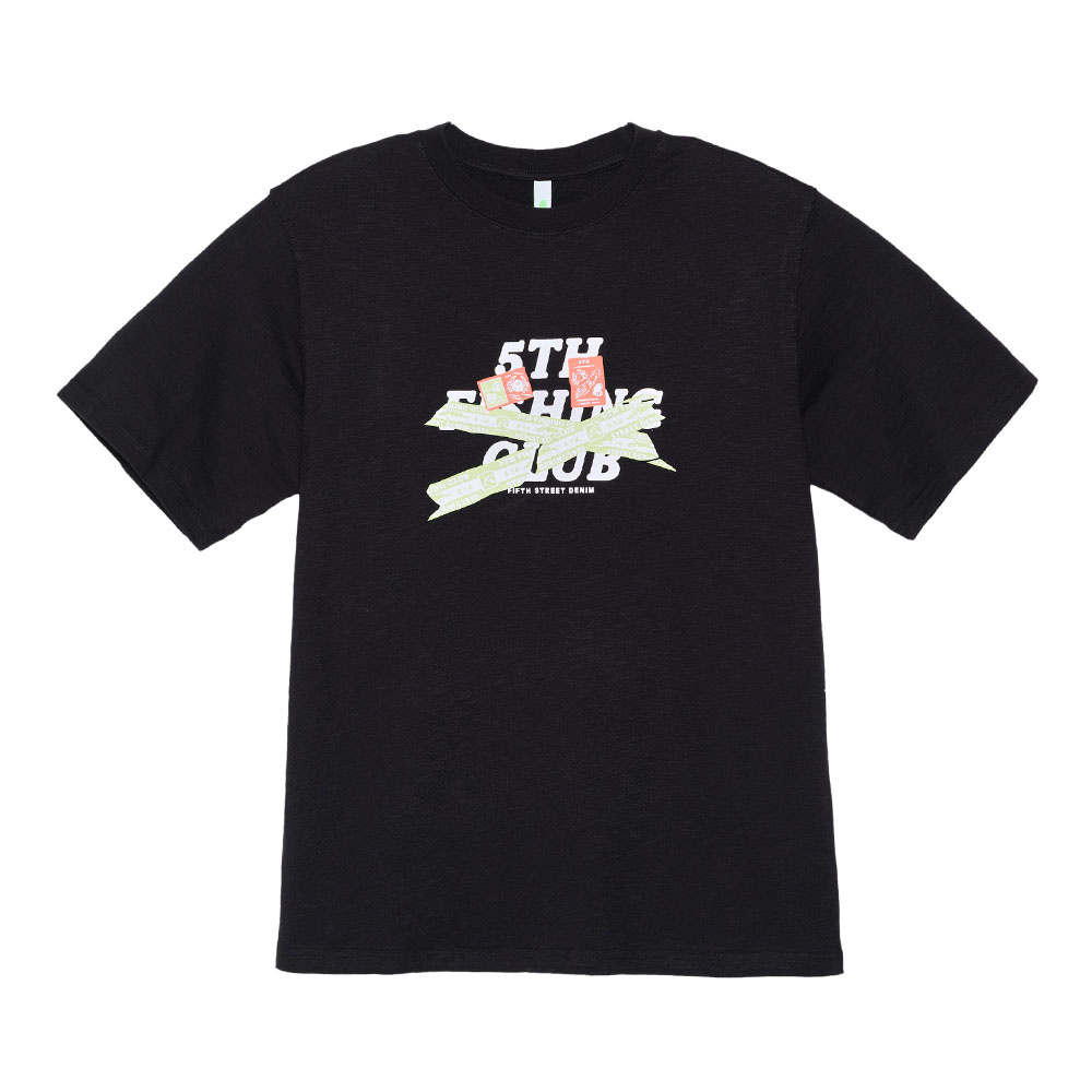 5th STREET｜山形｜男裝｜Logo標籤印花短袖T恤｜黑色