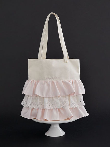 芭蕾風格層疊荷葉邊方形手提托特包(08000522200) - Maison de FLEUR