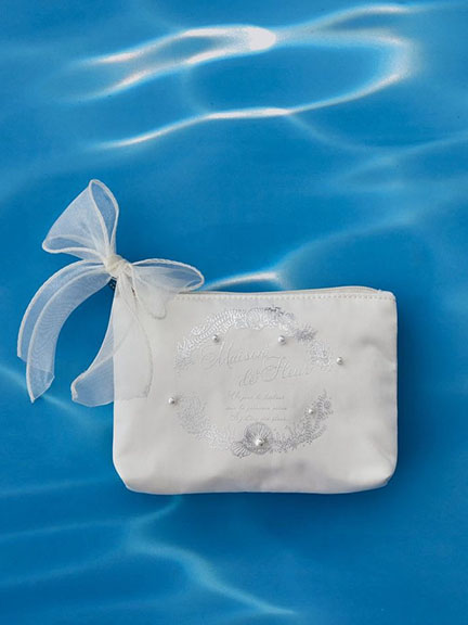 海洋風貝殼印花珍珠絲帶迷你收納袋(08000644400) - Maison de FLEUR