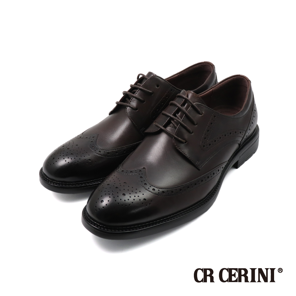 【CR Cerini】經典系列真皮翼紋雕花綁帶德比鞋 深棕色(CR511123-DBR)