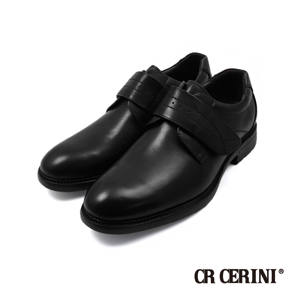 【CR Cerini】輕量舒適真皮魔鬼氈紳士皮鞋 黑色(CR516106-BL)
