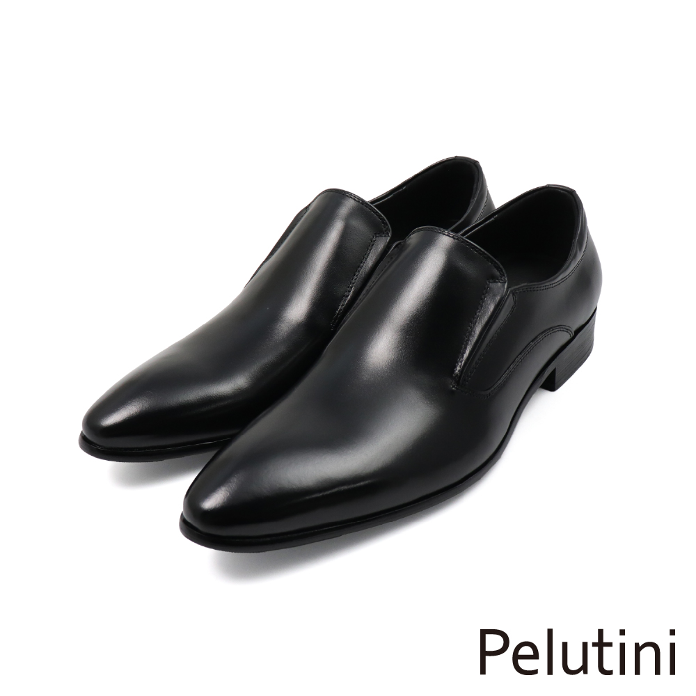【Pelutini】經典質感素面真皮裙飾樂福鞋 黑色(512156-BL)