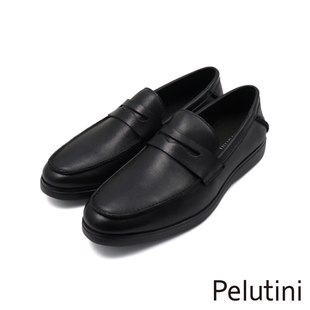 【Pelutini】經典素面質感便士樂福鞋 黑色(512177-BL)