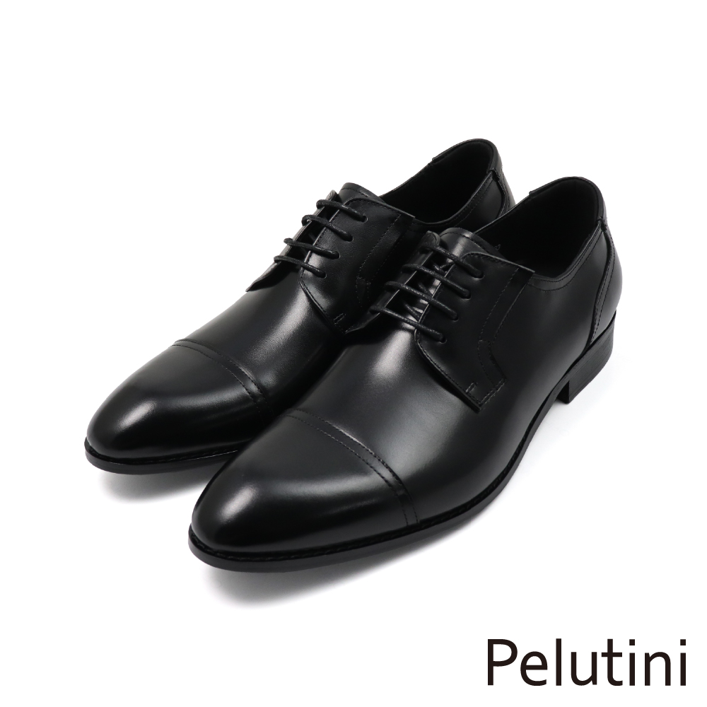 【Pelutini】經典質感設計橫飾綁帶德比鞋 黑色(513119-BL)