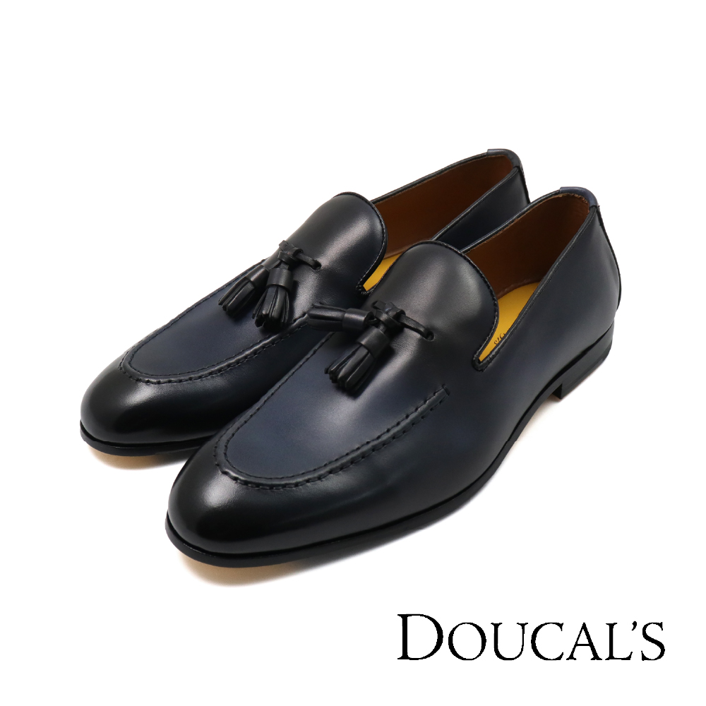 【Doucal's】義大利原廠經典流蘇裙飾懶人樂福鞋 深藍色(DU1080-BLU)
