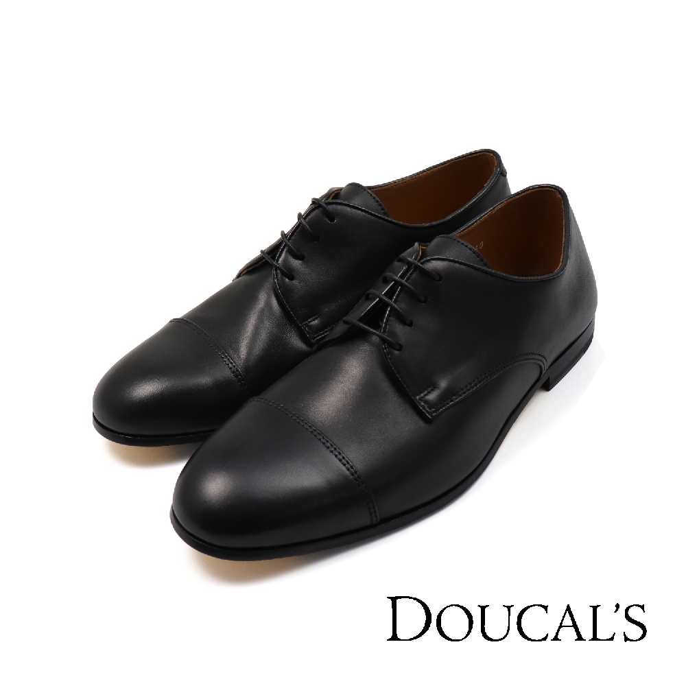 【Doucal's】義大利原廠內斂質感商務橫飾綁帶德比鞋 黑色(DU2808-BL)
