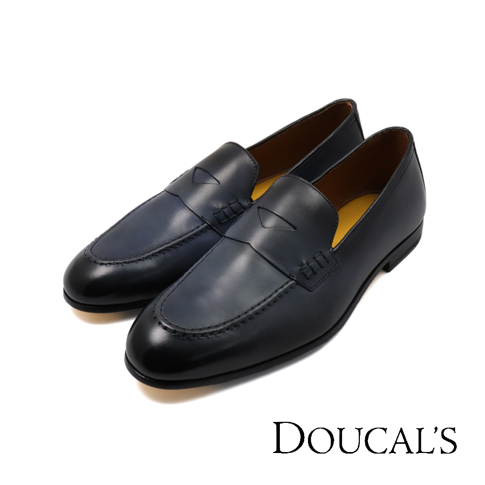 【Doucal's】義大利原廠經典舒適暈染便士樂福鞋 深藍色(DU2983-BLU)