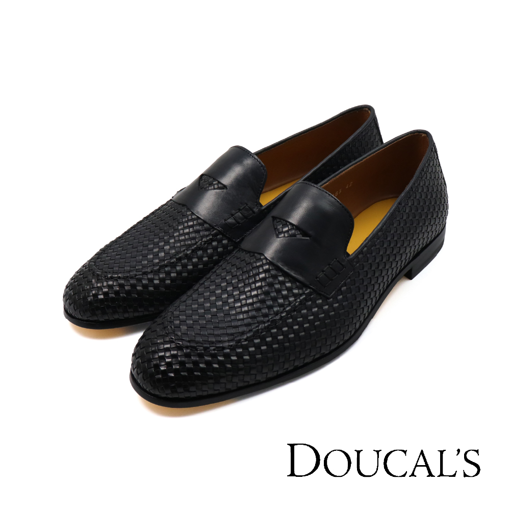 【Doucal's】義大利原廠經典細編織便士樂福鞋 黑色(DU3265-BL)