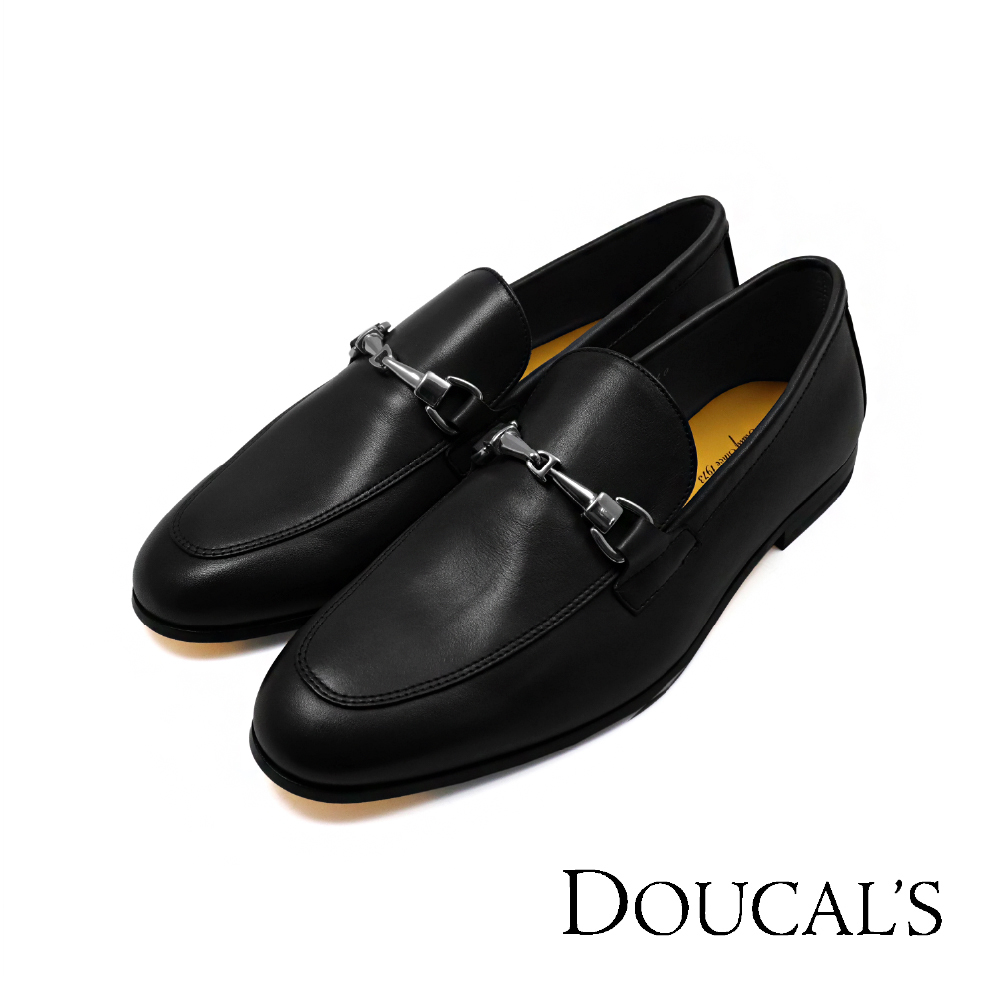 【Doucal's】義大利原廠經典內斂馬銜釦裙飾樂福鞋 黑色(DU3405-BL)
