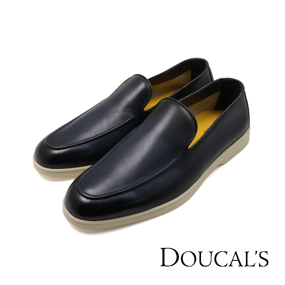 【Doucal's】義大利原廠經典素面裙飾懶人樂福鞋 深藍色(DU3413-BLU)