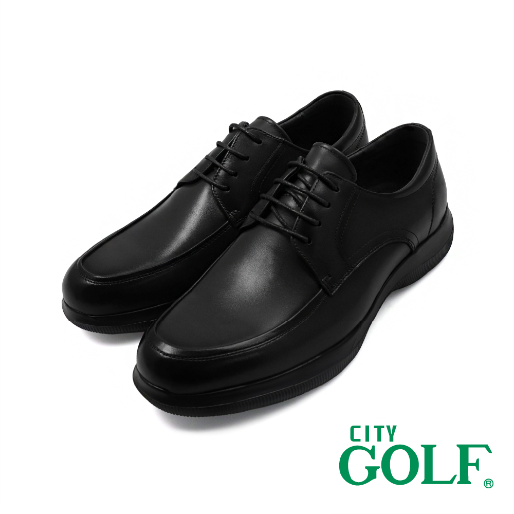 【GOLF】經典日式質感舒適綁帶氣墊皮鞋 黑色(GF512170-BL)