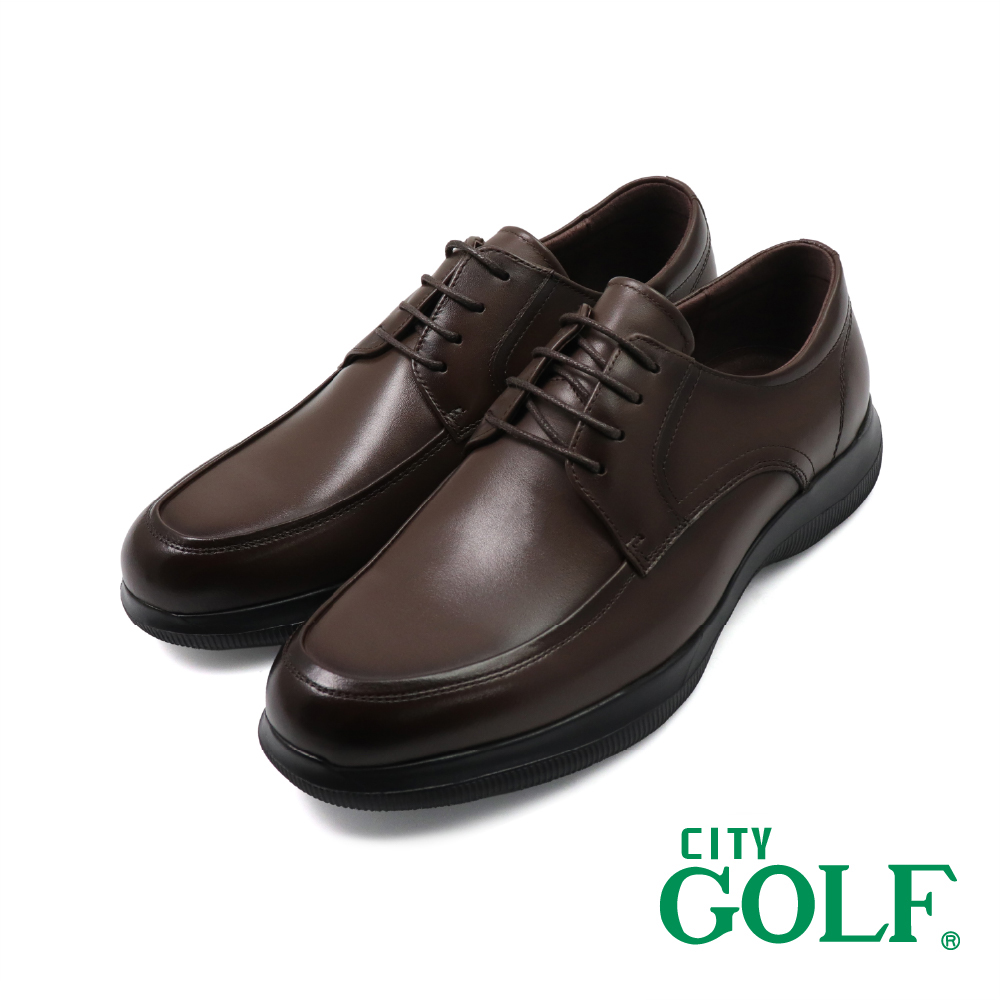 【GOLF】經典日式質感舒適綁帶氣墊皮鞋 深棕色(GF512170-DBR)
