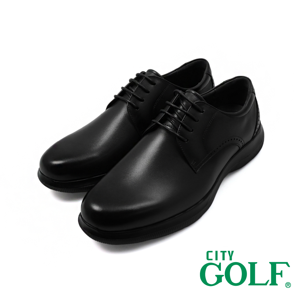【GOLF】經典日式雕孔造型綁帶氣墊皮鞋 黑色(GF512171-BL)